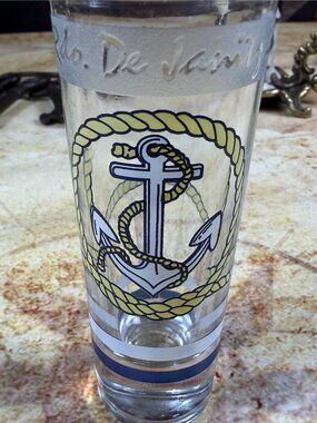 Rio de Janeiro Anchor Shot Glass | Vintage Brazil Souvenir Glassware